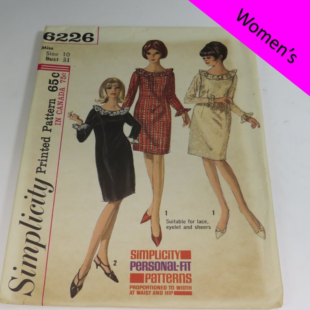 simplicity 6226 dress with ruffles (or without) Size 10 Bust 31